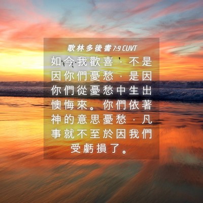 Picture 04 - 歌 林 多 後 書 7:9 CUVT - 如 今 我 歡 喜 ， 不 是 因 你 們 憂 - Bible Verse Picture