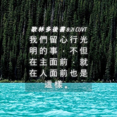 Picture 04 - 歌 林 多 後 書 8:21 CUVT - 我 們 留 心 行 光 明 的 事 ， 不 但 - Bible Verse Picture