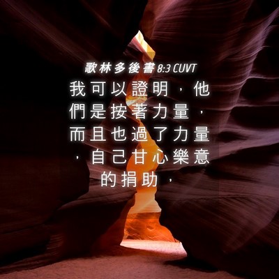 Picture 04 - 歌 林 多 後 書 8:3 CUVT - 我 可 以 證 明 ， 他 們 是 按 著 力 - Bible Verse Picture