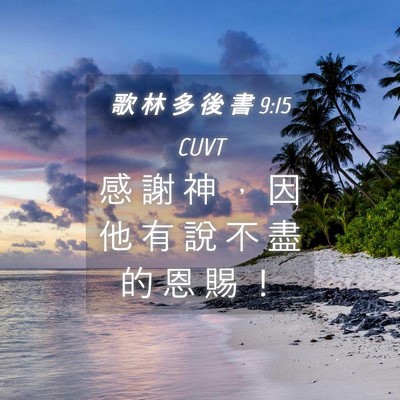 Picture 04 - 歌 林 多 後 書 9:15 CUVT - 感 謝 神 ， 因 他 有 說 不 盡 的 恩 - Bible Verse Picture