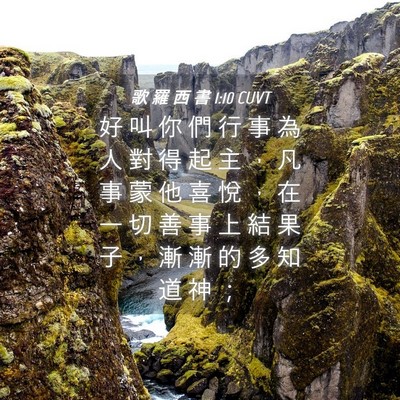 Picture 04 - 歌 羅 西 書 1:10 CUVT - 好 叫 你 們 行 事 為 人 對 得 起 主 - Bible Verse Picture