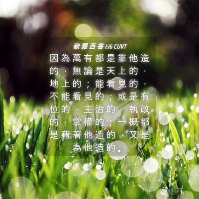 Picture 04 - 歌 羅 西 書 1:16 CUVT - 因 為 萬 有 都 是 靠 他 造 的 ， 無 - Bible Verse Picture