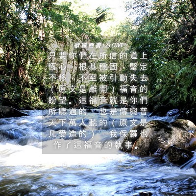 Picture 04 - 歌 羅 西 書 1:23 CUVT - 只 要 你 們 在 所 信 的 道 上 恆 心 - Bible Verse Picture