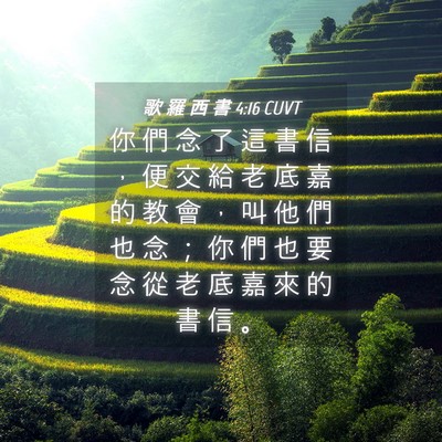 Picture 04 - 歌 羅 西 書 4:16 CUVT - 你 們 念 了 這 書 信 ， 便 交 給 老 - Bible Verse Picture
