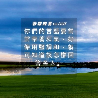 Picture 04 - 歌 羅 西 書 4:6 CUVT - 你 們 的 言 語 要 常 常 帶 著 和 氣 - Bible Verse Picture