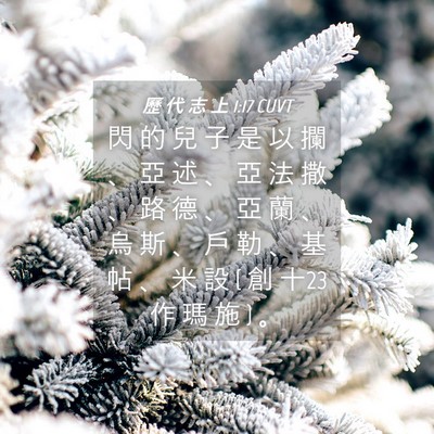 Picture 04 - 歷 代 志 上 1:17 CUVT - 閃 的 兒 子 是 以 攔 、 亞 述 、 亞 - Bible Verse Picture