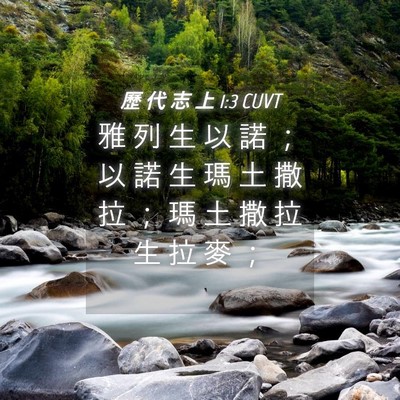 Picture 04 - 歷 代 志 上 1:3 CUVT - 雅 列 生 以 諾 ； 以 諾 生 瑪 土 撒 - Bible Verse Picture