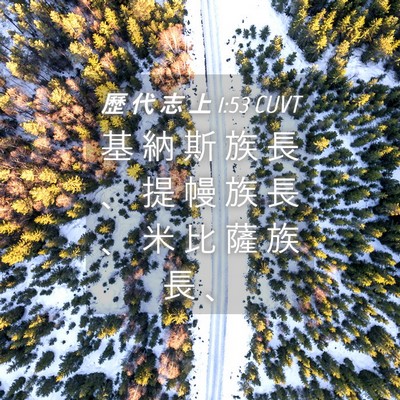 Picture 04 - 歷 代 志 上 1:53 CUVT - 基 納 斯 族 長 、 提 幔 族 長 、 米 - Bible Verse Picture