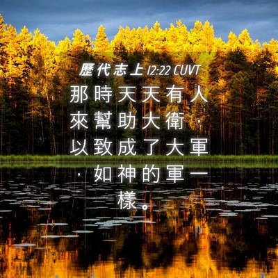 Picture 04 - 歷 代 志 上 12:22 CUVT - 那 時 天 天 有 人 來 幫 助 大 衛 ， - Bible Verse Picture