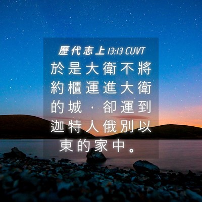 Picture 04 - 歷 代 志 上 13:13 CUVT - 於 是 大 衛 不 將 約 櫃 運 進 大 衛 - Bible Verse Picture