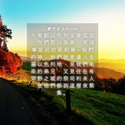 Picture 04 - 歷 代 志 上 13:2 CUVT - 大 衛 對 以 色 列 全 會 眾 說 ： 你 - Bible Verse Picture