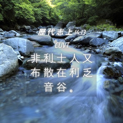 Picture 04 - 歷 代 志 上 14:13 CUVT - 非 利 士 人 又 布 散 在 利 乏 音 谷 - Bible Verse Picture