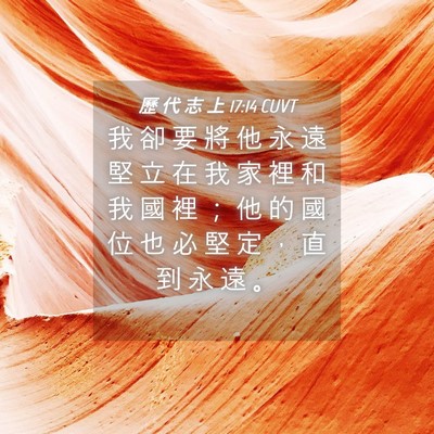 Picture 04 - 歷 代 志 上 17:14 CUVT - 我 卻 要 將 他 永 遠 堅 立 在 我 家 - Bible Verse Picture