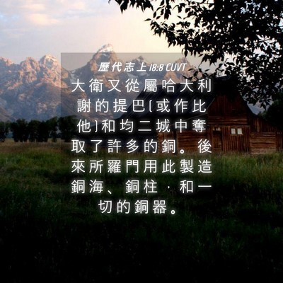 Picture 04 - 歷 代 志 上 18:8 CUVT - 大 衛 又 從 屬 哈 大 利 謝 的 提 巴 ( - Bible Verse Picture