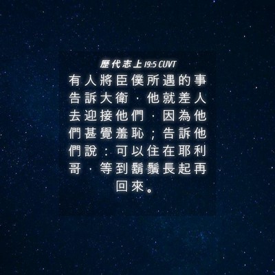 Picture 04 - 歷 代 志 上 19:5 CUVT - 有 人 將 臣 僕 所 遇 的 事 告 訴 大 - Bible Verse Picture