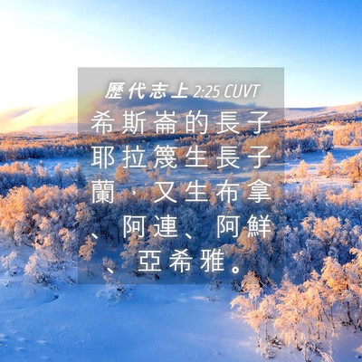 Picture 04 - 歷 代 志 上 2:25 CUVT - 希 斯 崙 的 長 子 耶 拉 篾 生 長 子 - Bible Verse Picture