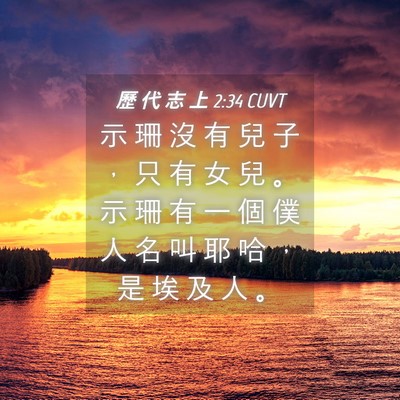 Picture 04 - 歷 代 志 上 2:34 CUVT - 示 珊 沒 有 兒 子 ， 只 有 女 兒 。 - Bible Verse Picture