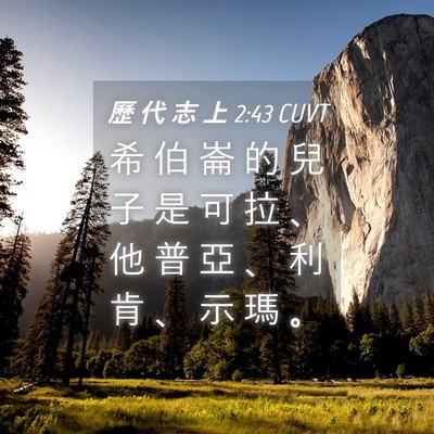 Picture 04 - 歷 代 志 上 2:43 CUVT - 希 伯 崙 的 兒 子 是 可 拉 、 他 普 - Bible Verse Picture