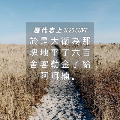 Picture 04 - 歷 代 志 上 21:25 CUVT - 於 是 大 衛 為 那 塊 地 平 了 六 百 - Bible Verse Picture