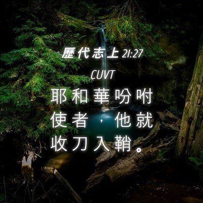 Picture 04 - 歷 代 志 上 21:27 CUVT - 耶 和 華 吩 咐 使 者 ， 他 就 收 刀 - Bible Verse Picture