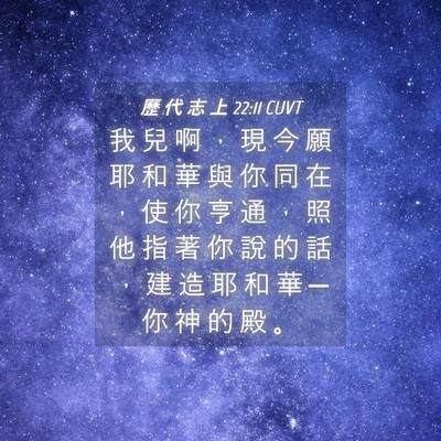 Picture 04 - 歷 代 志 上 22:11 CUVT - 我 兒 啊 ， 現 今 願 耶 和 華 與 你 - Bible Verse Picture