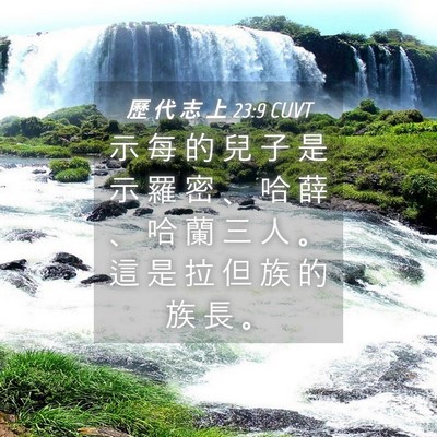 Picture 04 - 歷 代 志 上 23:9 CUVT - 示 每 的 兒 子 是 示 羅 密 、 哈 薛 - Bible Verse Picture