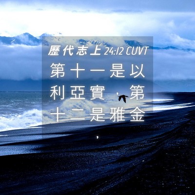 Picture 04 - 歷 代 志 上 24:12 CUVT - 第 十 一 是 以 利 亞 實 ， 第 十 二 - Bible Verse Picture