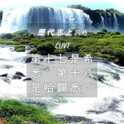 Picture 04 - 歷 代 志 上 24:15 CUVT - 第 十 七 是 希 悉 ， 第 十 八 是 哈 - Bible Verse Picture