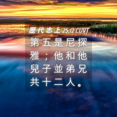 Picture 04 - 歷 代 志 上 25:12 CUVT - 第 五 是 尼 探 雅 ； 他 和 他 兒 子 - Bible Verse Picture