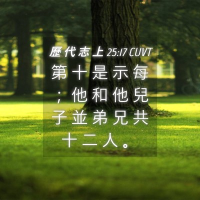 Picture 04 - 歷 代 志 上 25:17 CUVT - 第 十 是 示 每 ； 他 和 他 兒 子 並 - Bible Verse Picture