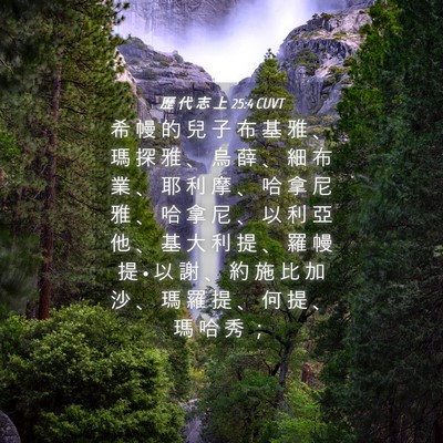 Picture 04 - 歷 代 志 上 25:4 CUVT - 希 幔 的 兒 子 布 基 雅 、 瑪 探 雅 - Bible Verse Picture