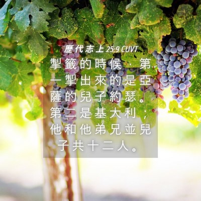 Picture 04 - 歷 代 志 上 25:9 CUVT - 掣 籤 的 時 候 ， 第 一 掣 出 來 的 - Bible Verse Picture