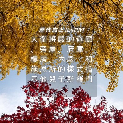 Picture 04 - 歷 代 志 上 28:11 CUVT - 大 衛 將 殿 的 遊 廊 、 旁 屋 、 府 - Bible Verse Picture