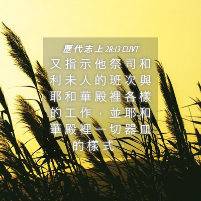 Picture 04 - 歷 代 志 上 28:13 CUVT - 又 指 示 他 祭 司 和 利 未 人 的 班 - Bible Verse Picture