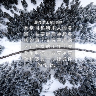Picture 04 - 歷 代 志 上 28:21 CUVT - 有 祭 司 和 利 未 人 的 各 班 ， 為 - Bible Verse Picture