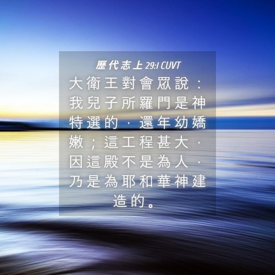 Picture 04 - 歷 代 志 上 29:1 CUVT - 大 衛 王 對 會 眾 說 ： 我 兒 子 所 - Bible Verse Picture