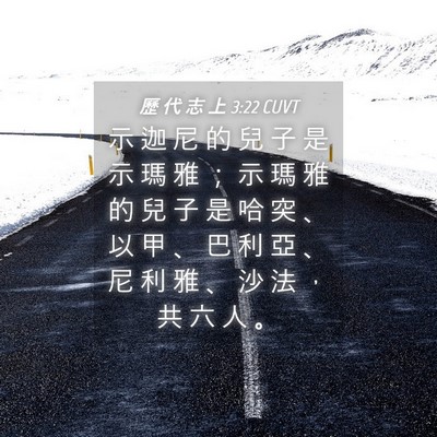 Picture 04 - 歷 代 志 上 3:22 CUVT - 示 迦 尼 的 兒 子 是 示 瑪 雅 ； 示 - Bible Verse Picture