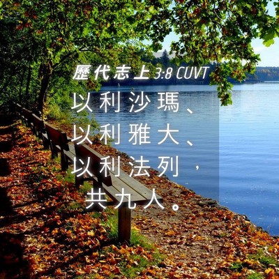 Picture 04 - 歷 代 志 上 3:8 CUVT - 以 利 沙 瑪 、 以 利 雅 大 、 以 利 - Bible Verse Picture