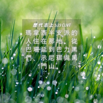 Picture 04 - 歷 代 志 上 5:23 CUVT - 瑪 拿 西 半 支 派 的 人 住 在 那 地 - Bible Verse Picture