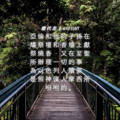 Picture 04 - 歷 代 志 上 6:49 CUVT - 亞 倫 和 他 的 子 孫 在 燔 祭 壇 和 - Bible Verse Picture