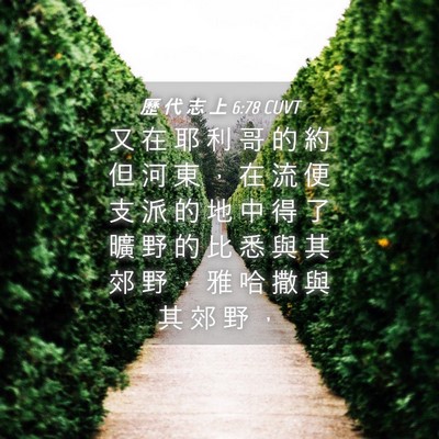 Picture 04 - 歷 代 志 上 6:78 CUVT - 又 在 耶 利 哥 的 約 但 河 東 ， 在 - Bible Verse Picture