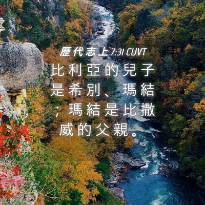 Picture 04 - 歷 代 志 上 7:31 CUVT - 比 利 亞 的 兒 子 是 希 別 、 瑪 結 - Bible Verse Picture