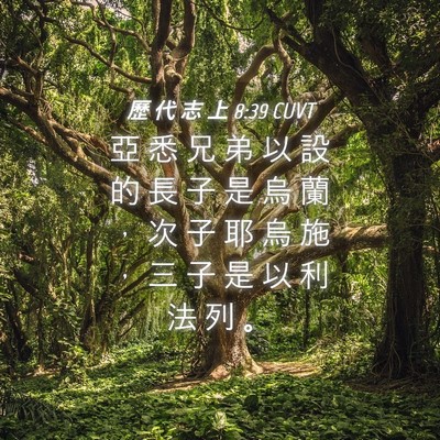 Picture 04 - 歷 代 志 上 8:39 CUVT - 亞 悉 兄 弟 以 設 的 長 子 是 烏 蘭 - Bible Verse Picture