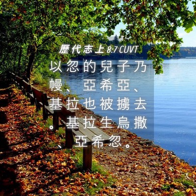 Picture 04 - 歷 代 志 上 8:7 CUVT - 以 忽 的 兒 子 乃 幔 、 亞 希 亞 、 - Bible Verse Picture