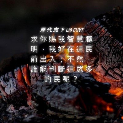 Picture 04 - 歷 代 志 下 1:10 CUVT - 求 你 賜 我 智 慧 聰 明 ， 我 好 在 - Bible Verse Picture