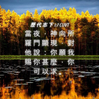 Picture 04 - 歷 代 志 下 1:7 CUVT - 當 夜 ， 神 向 所 羅 門 顯 現 ， 對 - Bible Verse Picture