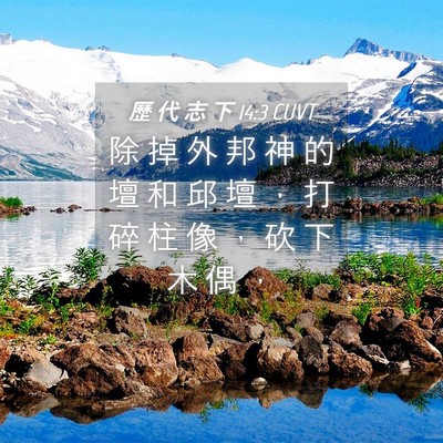 Picture 04 - 歷 代 志 下 14:3 CUVT - 除 掉 外 邦 神 的 壇 和 邱 壇 ， 打 - Bible Verse Picture