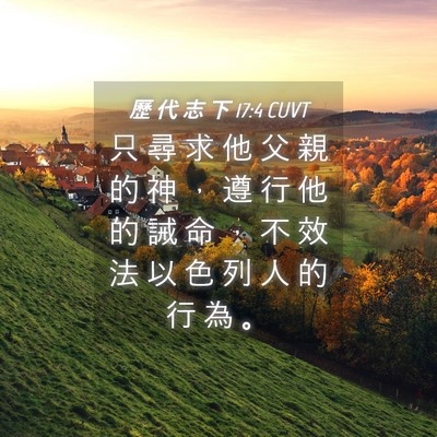 Picture 04 - 歷 代 志 下 17:4 CUVT - 只 尋 求 他 父 親 的 神 ， 遵 行 他 - Bible Verse Picture