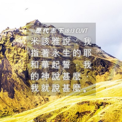 Picture 04 - 歷 代 志 下 18:13 CUVT - 米 該 雅 說 ： 我 指 著 永 生 的 耶 - Bible Verse Picture