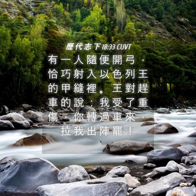Picture 04 - 歷 代 志 下 18:33 CUVT - 有 一 人 隨 便 開 弓 ， 恰 巧 射 入 - Bible Verse Picture